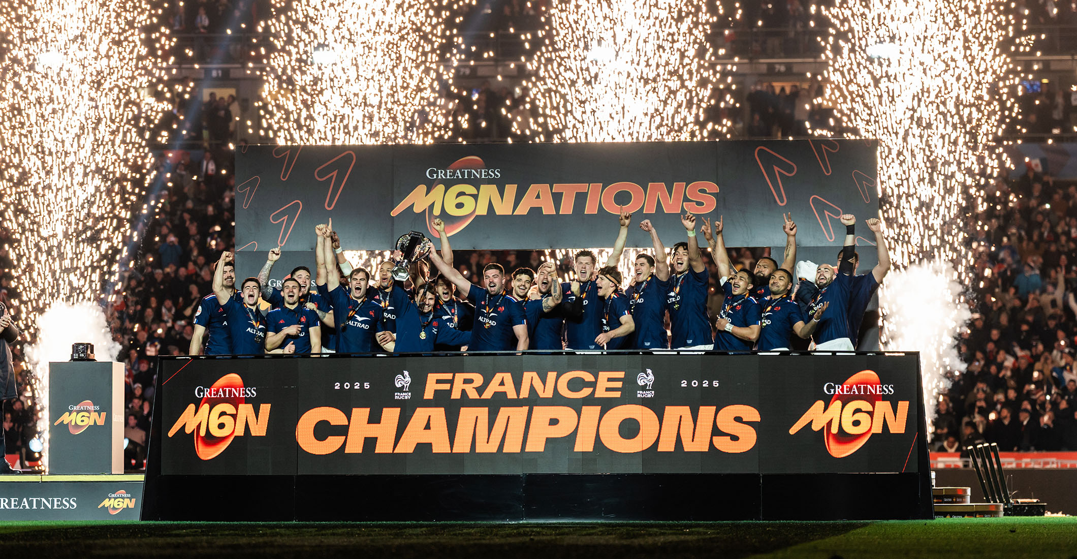 Le XV de France en célébration